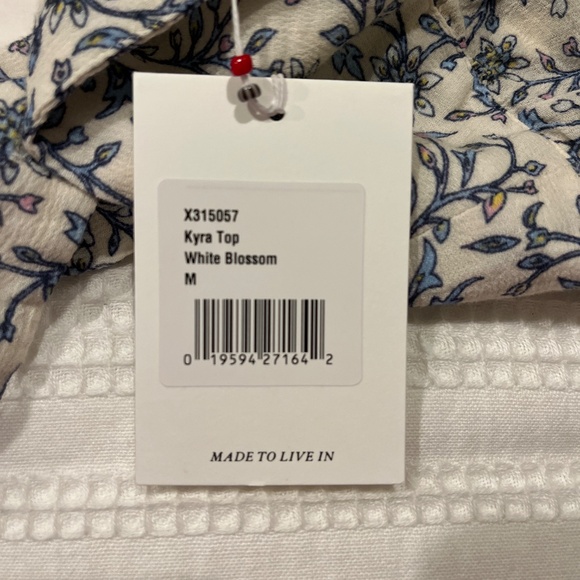 NEW WITH TAGS Xirena Kyra Top Blouse White Blossom Size M - Picture 6 of 6
